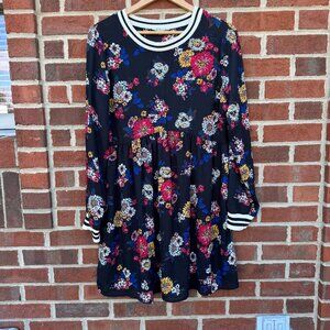 Taylor & Sage Dress XL Black Multi Color Floral Long Sleeve Cottagecore